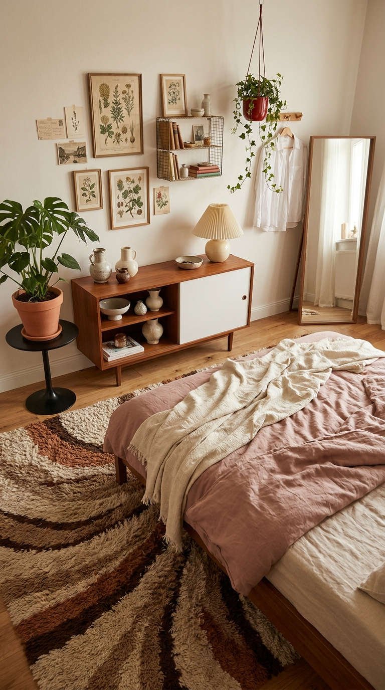 chambre botanique bois vintage