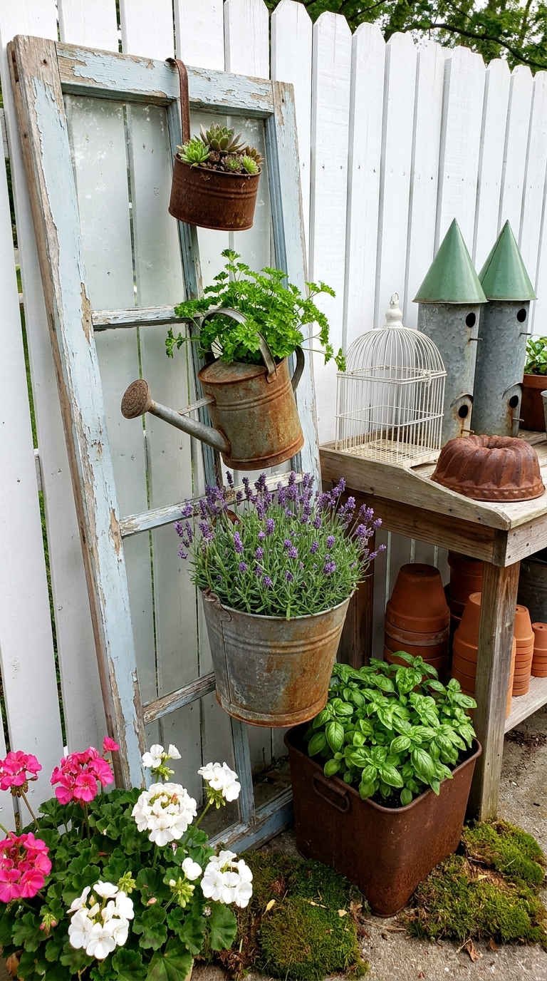 fenetre ancienne pots suspendus
