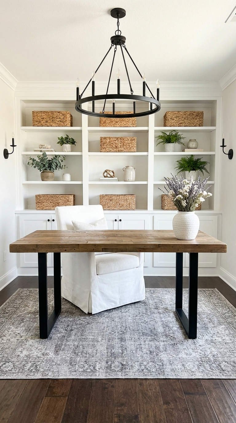 bureau farmhouse etageres paniers