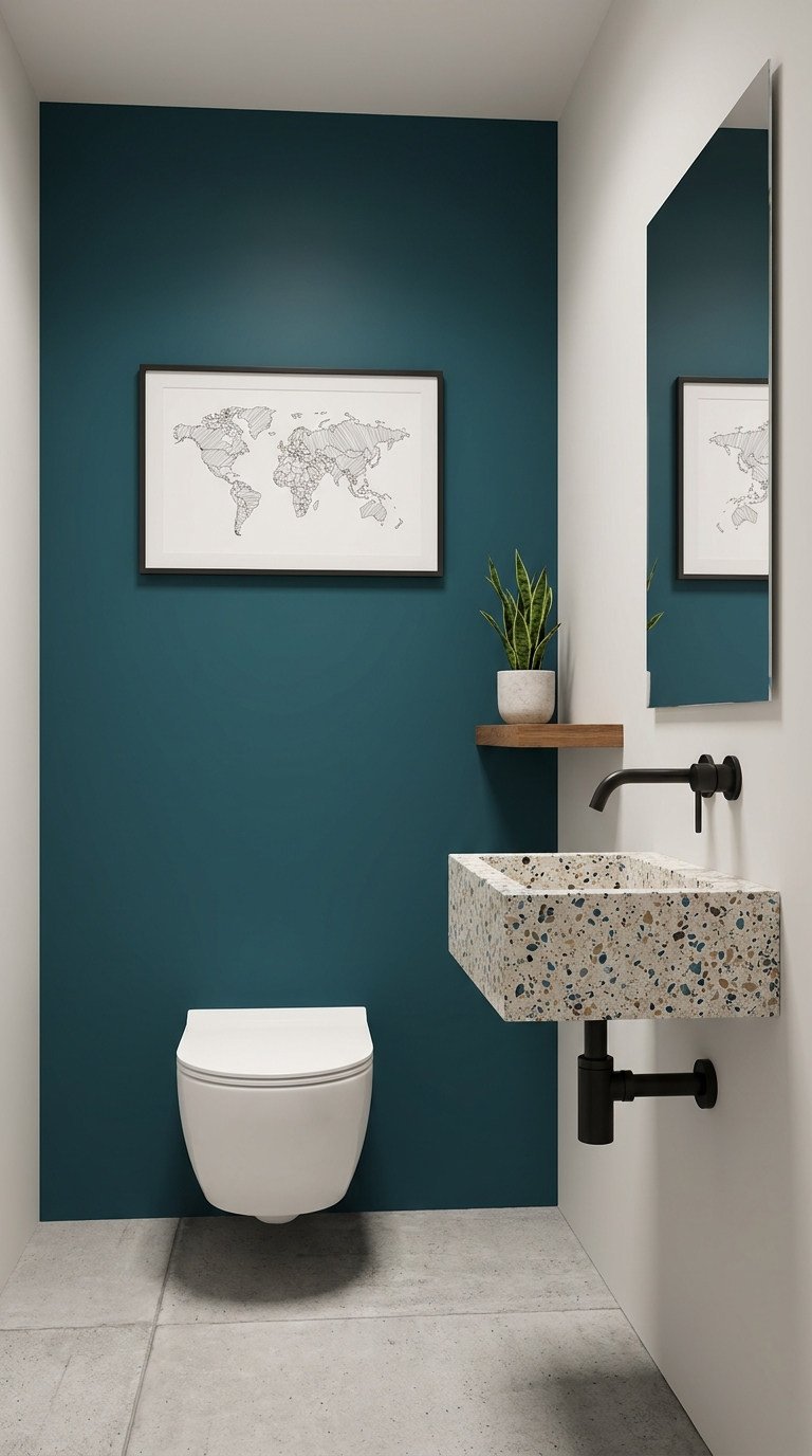 toilettes mur petrole vasque terrazzo