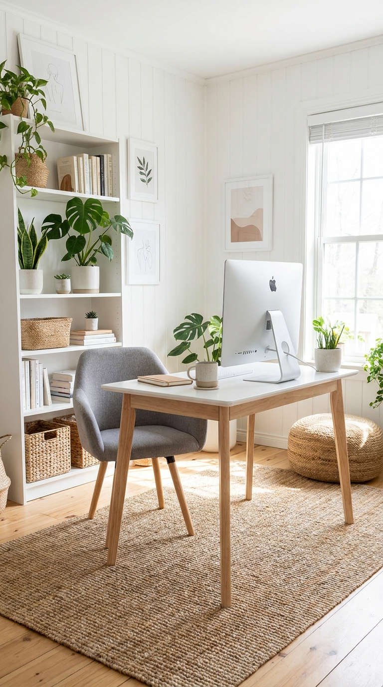 bureau blanc plantes naturel