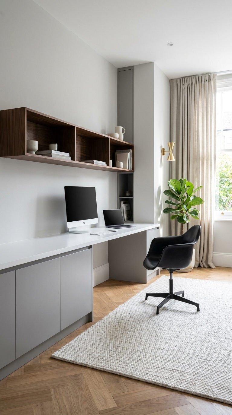 bureau mural bois gris