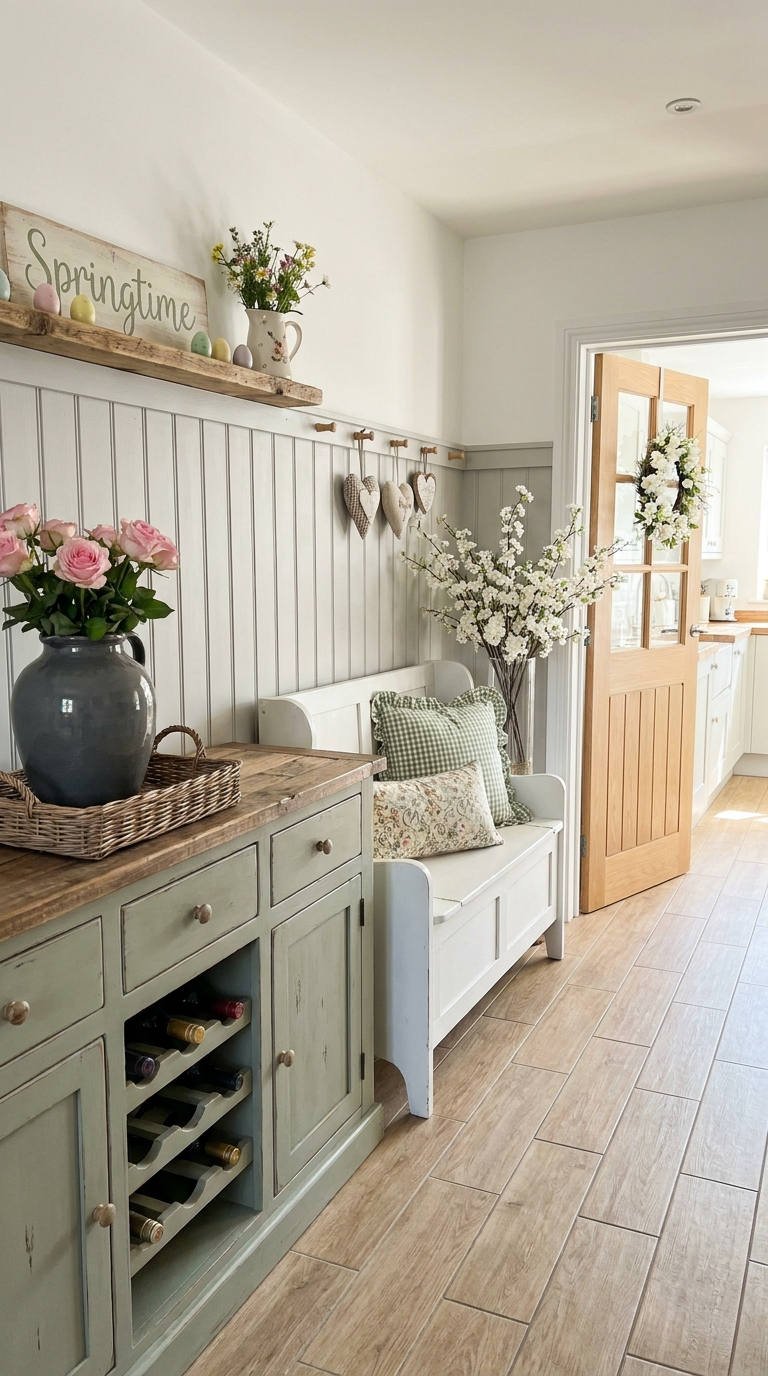 couloir banquette meuble sauge