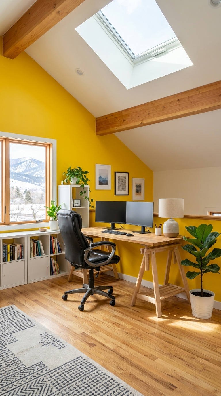 bureau combles jaune skylight