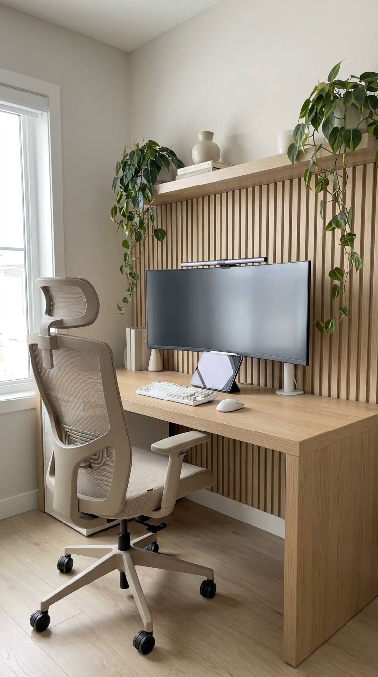 bureau tasseaux bois ergonomique