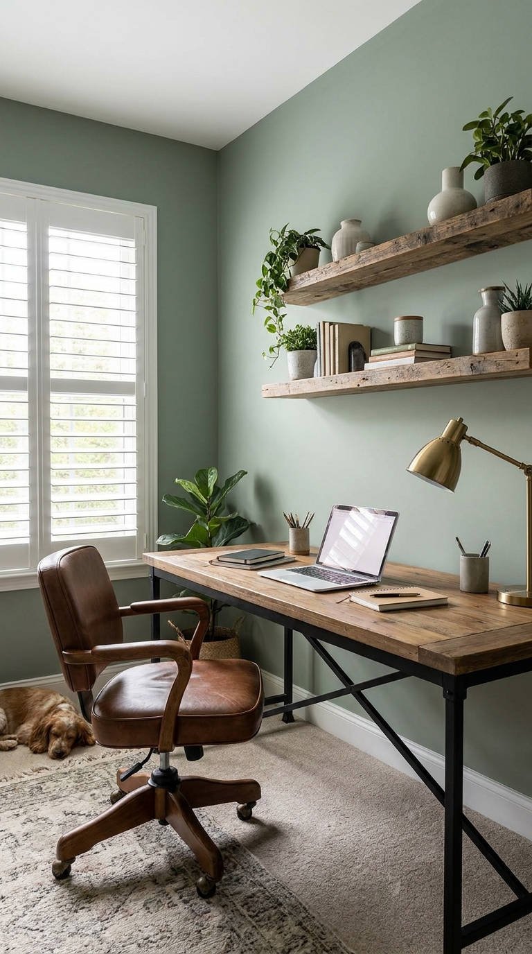 bureau sauge bois rustique