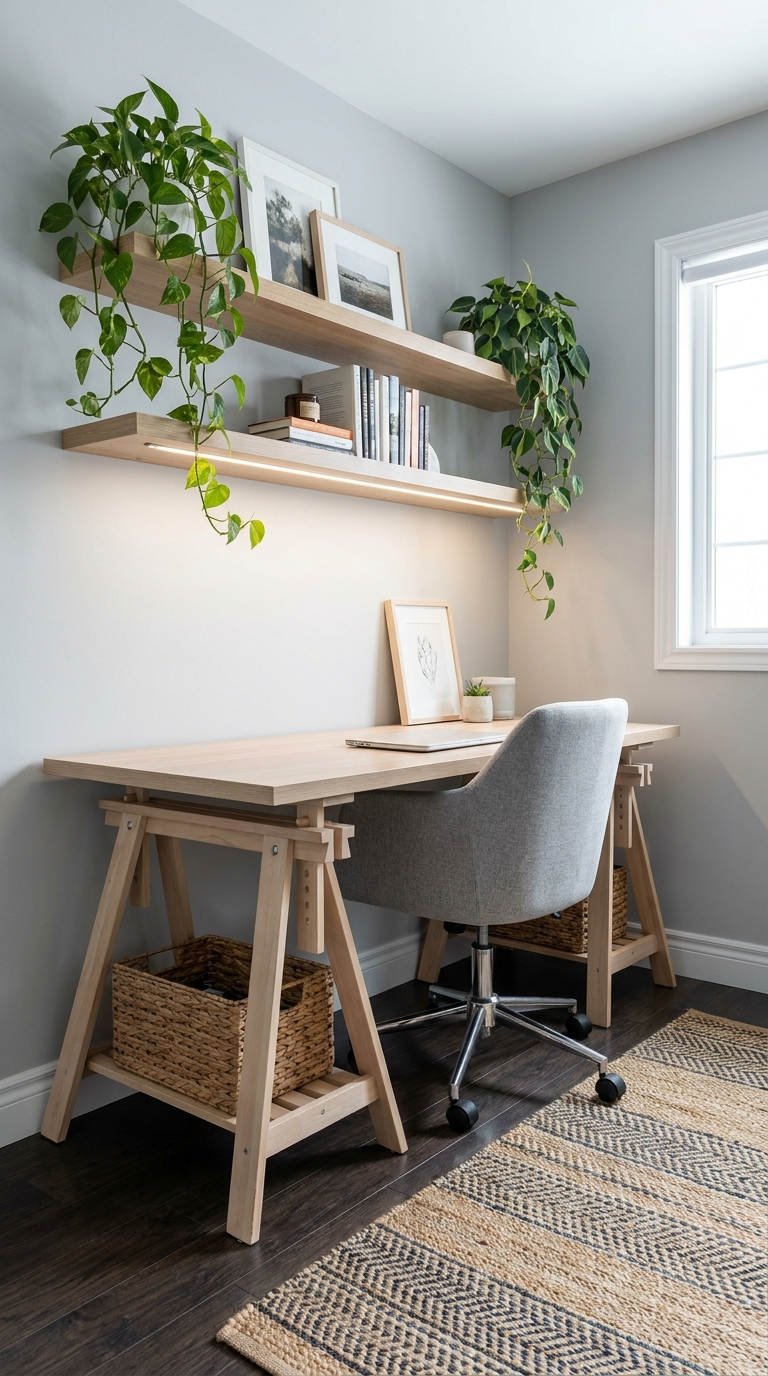 bureau treteaux etageres vegetales