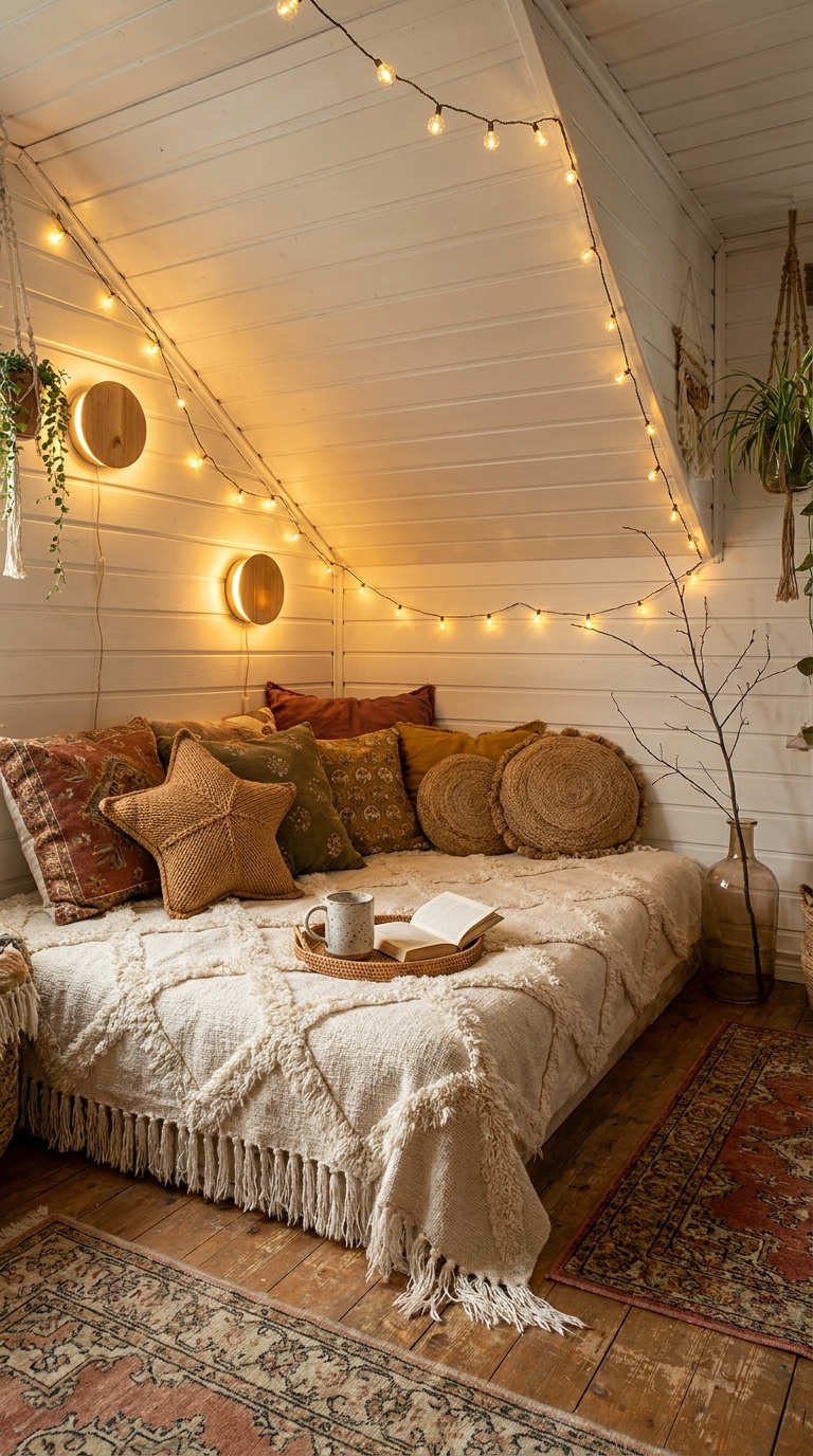 chambre sous pente guirlandes