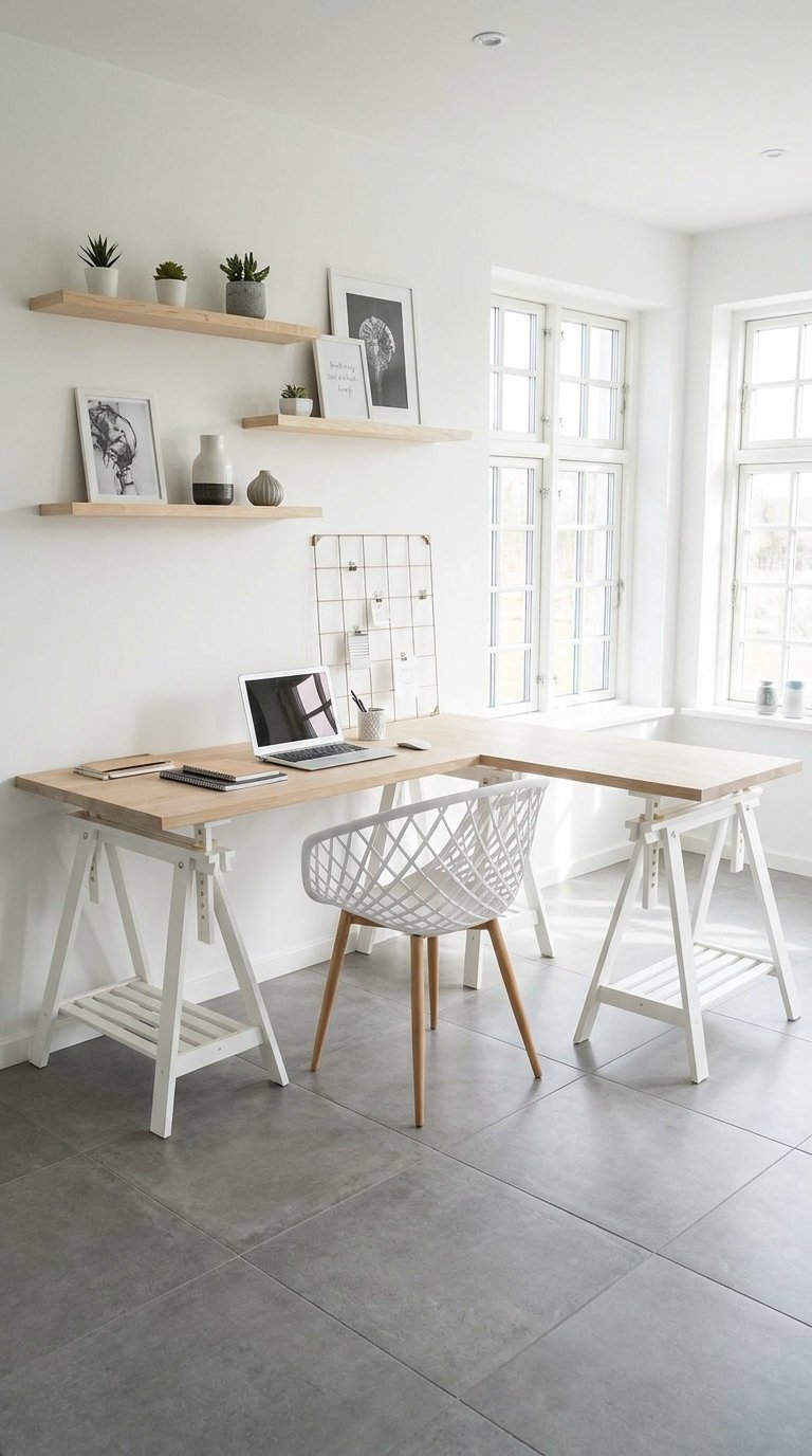 bureau angle treteaux lumineux