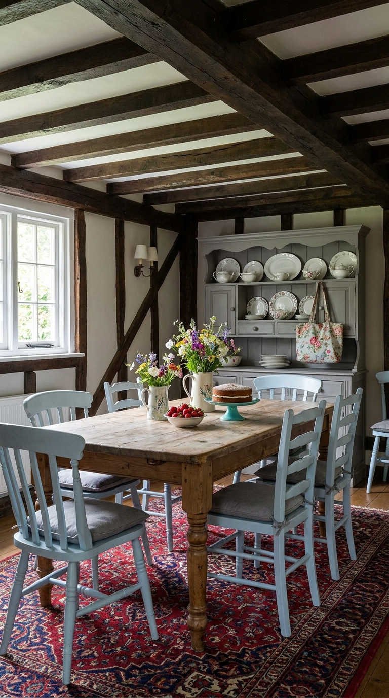 salle manger poutres chaises