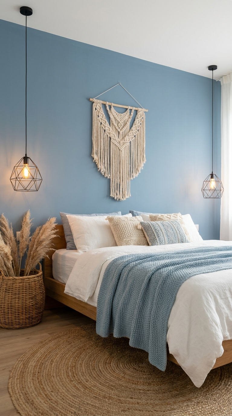 mur bleu lin boheme