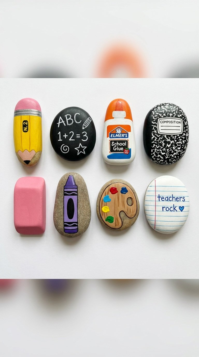 galets peints rentree fournitures scolaires