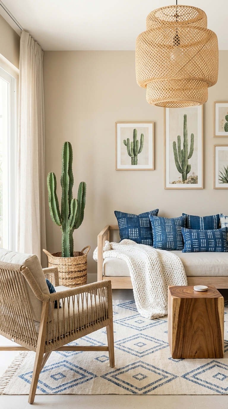 coin boheme cactus rotin indigo