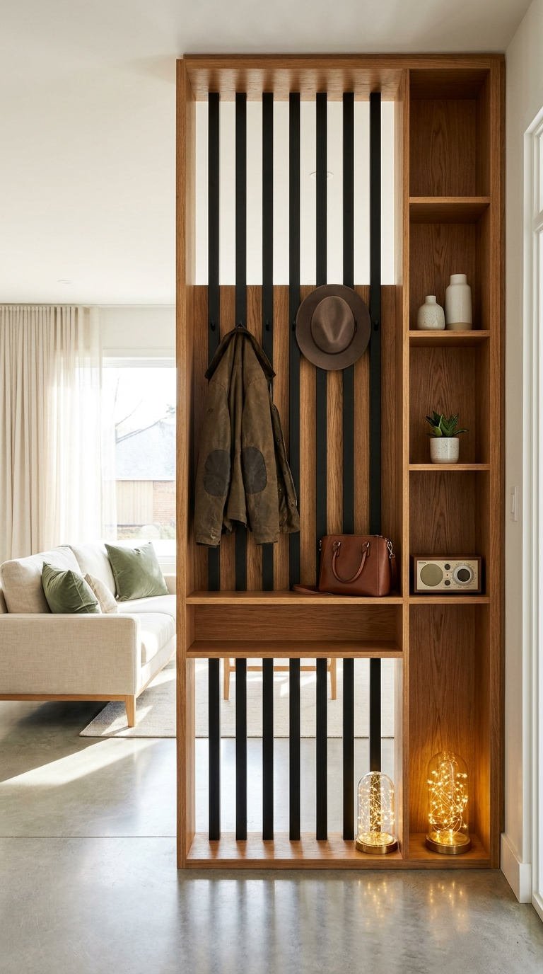 vestiaire separation bois noir entree