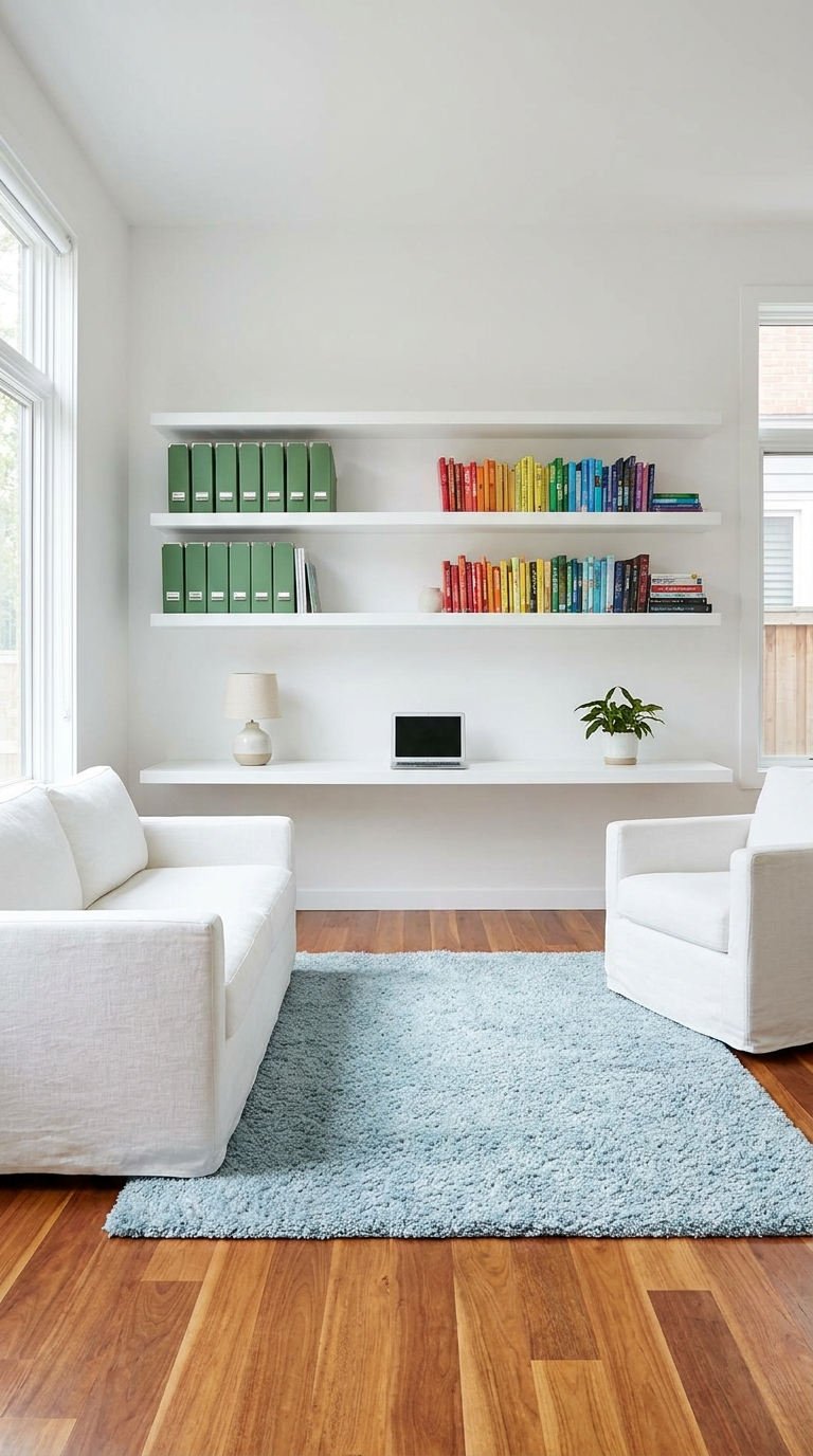 bureau bibliotheque blanche coloree