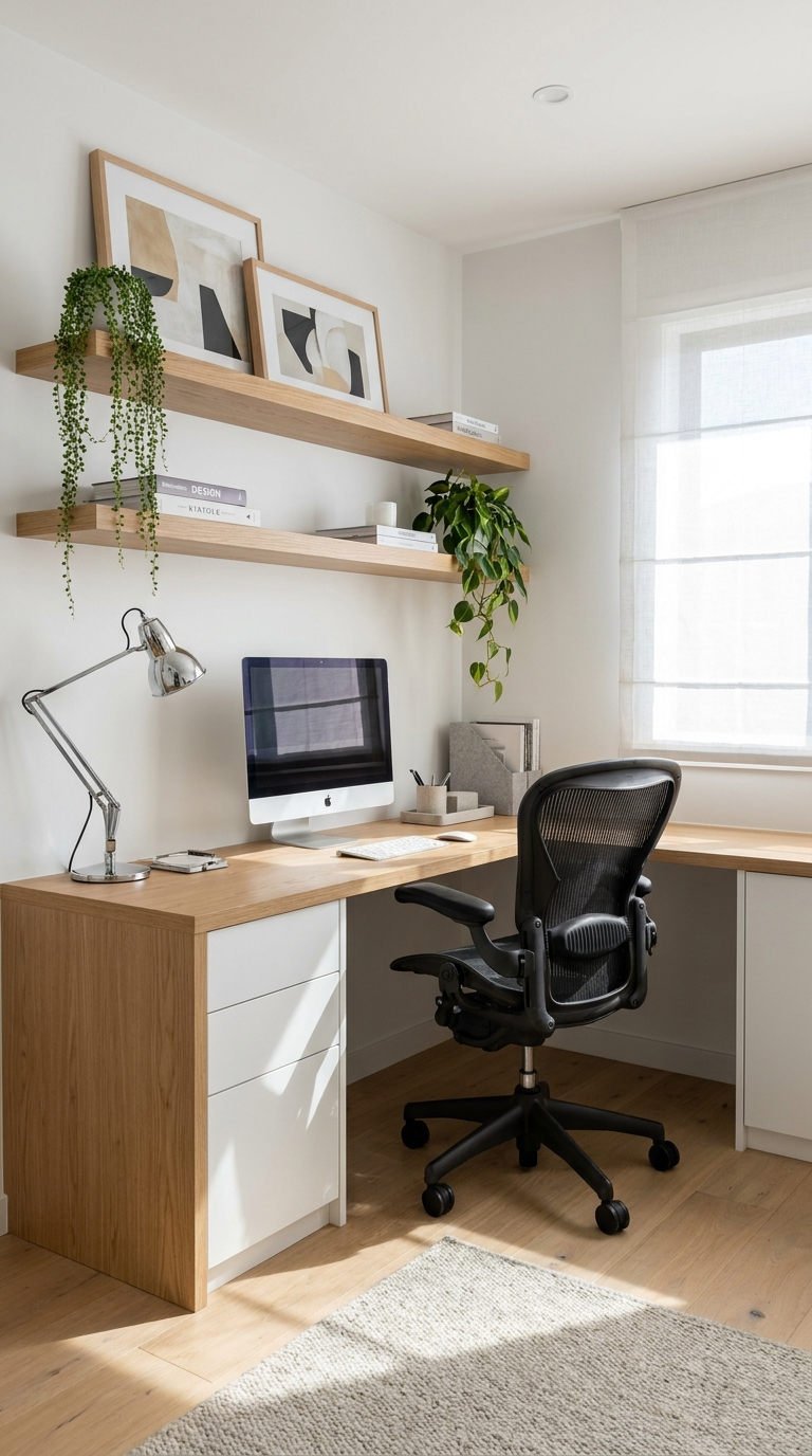 bureau lumineux bois blanc
