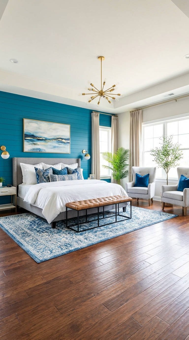 chambre bleue lambris laiton