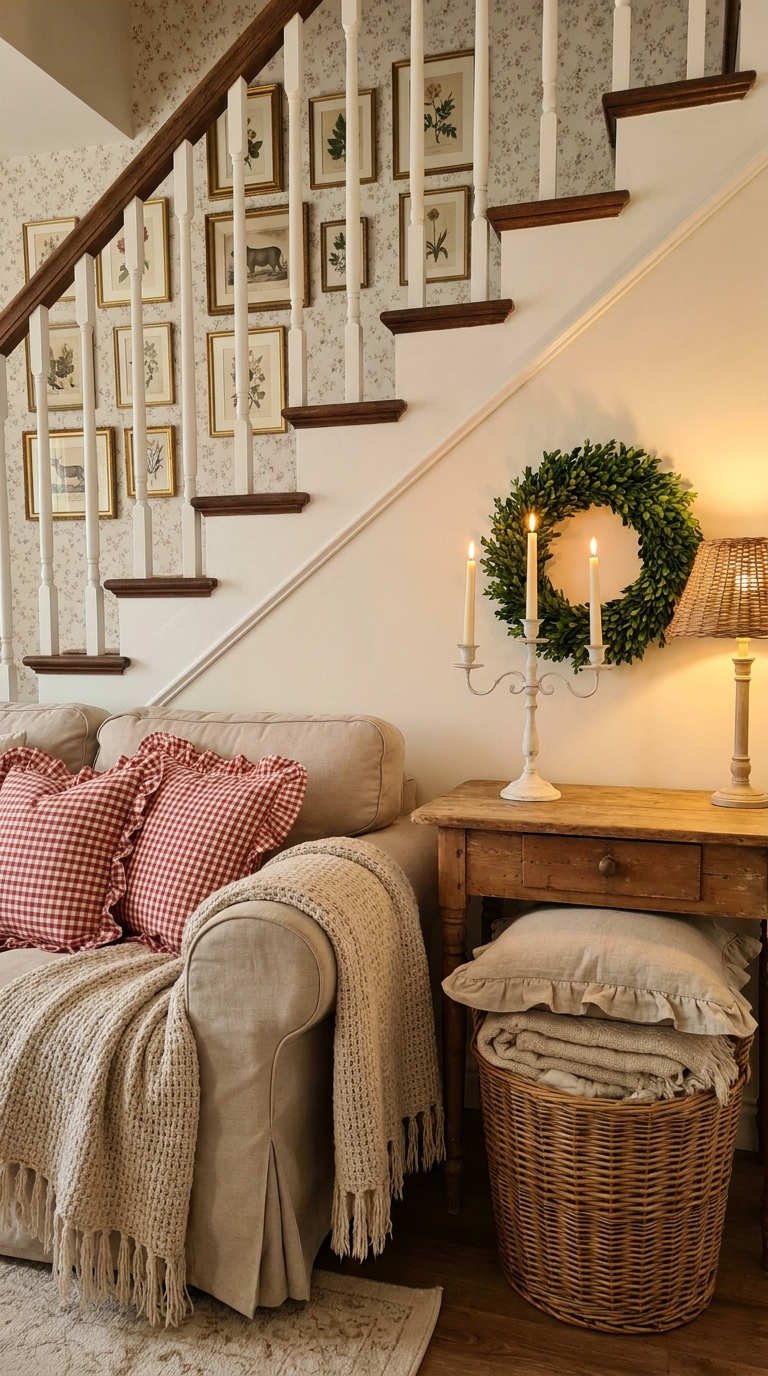 escalier cottage papier peint