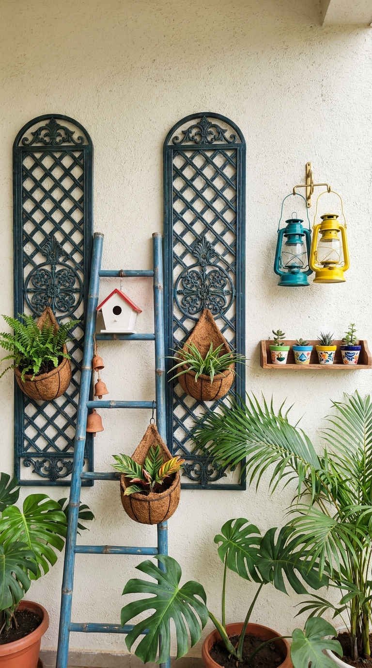 mur terrasse treillis plantes