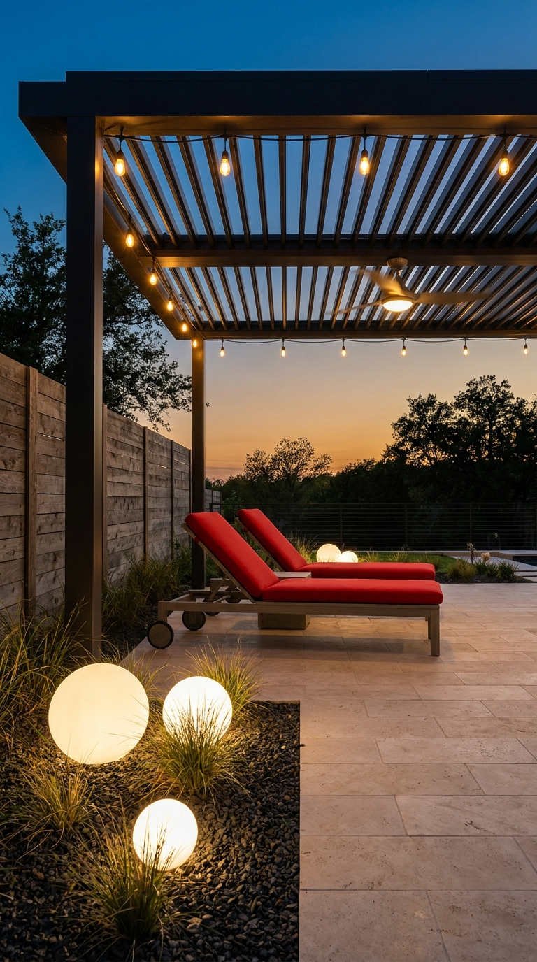 pergola moderne transats lumineux
