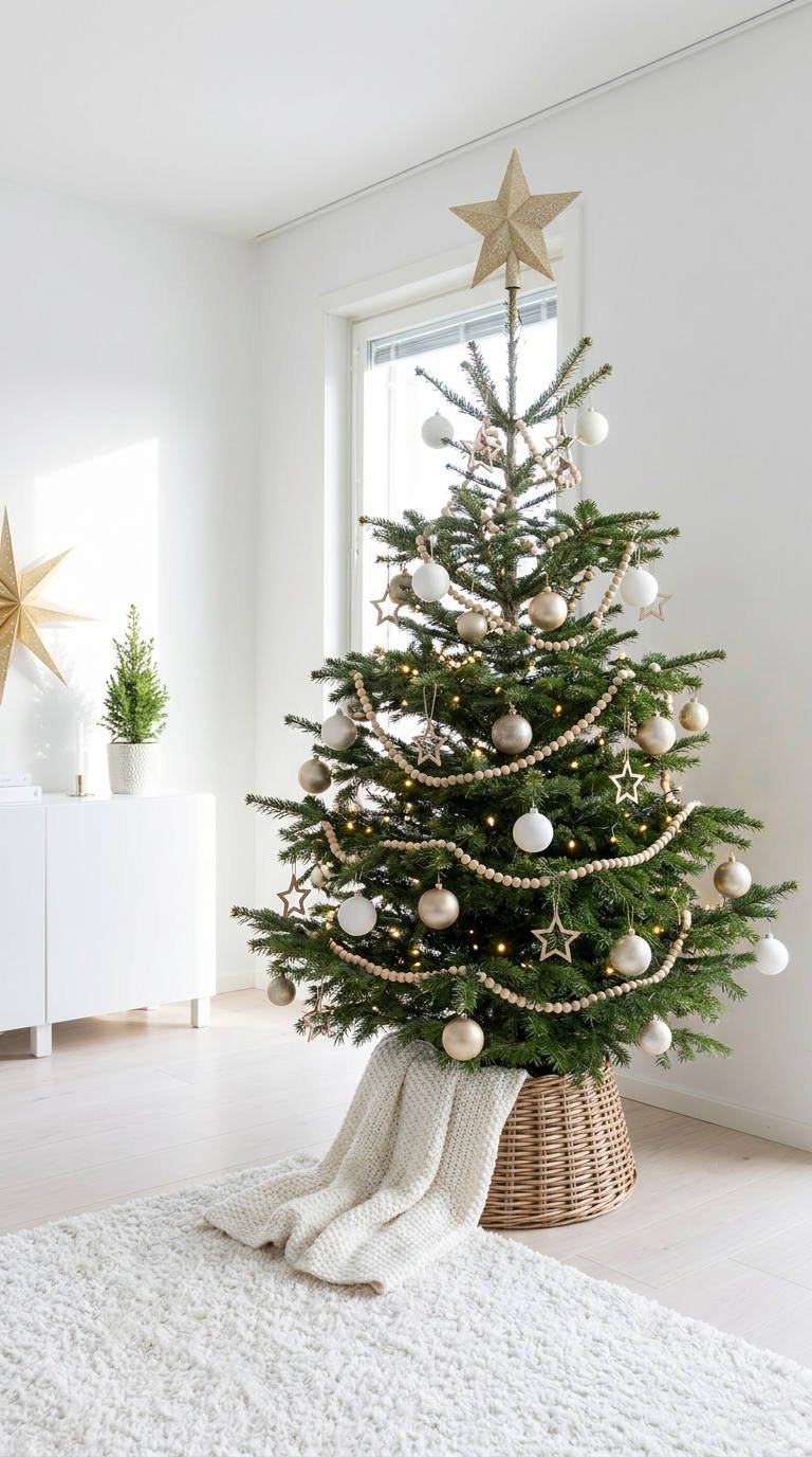 sapin panier perles bois neutre
