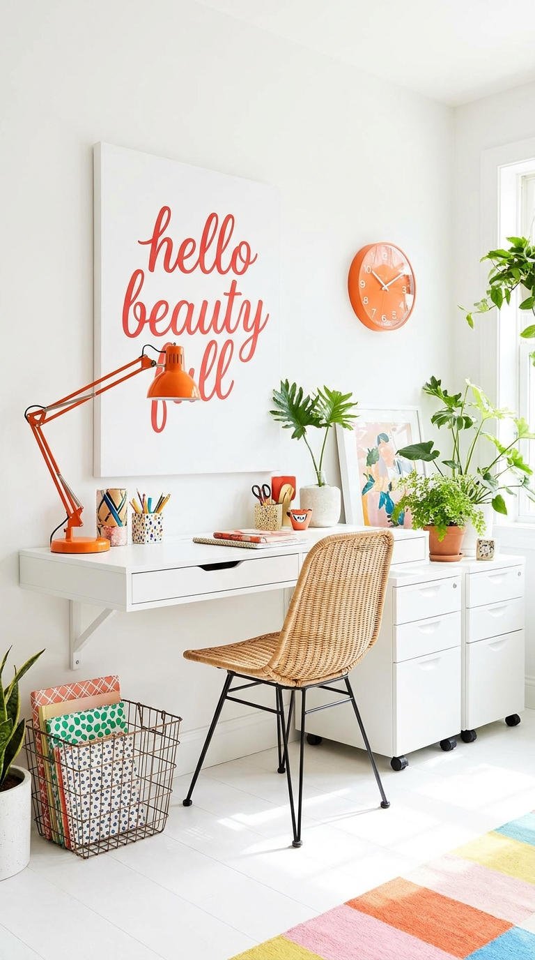 bureau creatif orange plantes