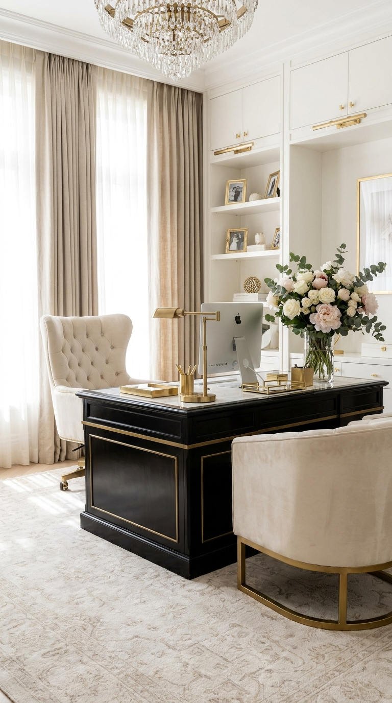 bureau noir laiton chic