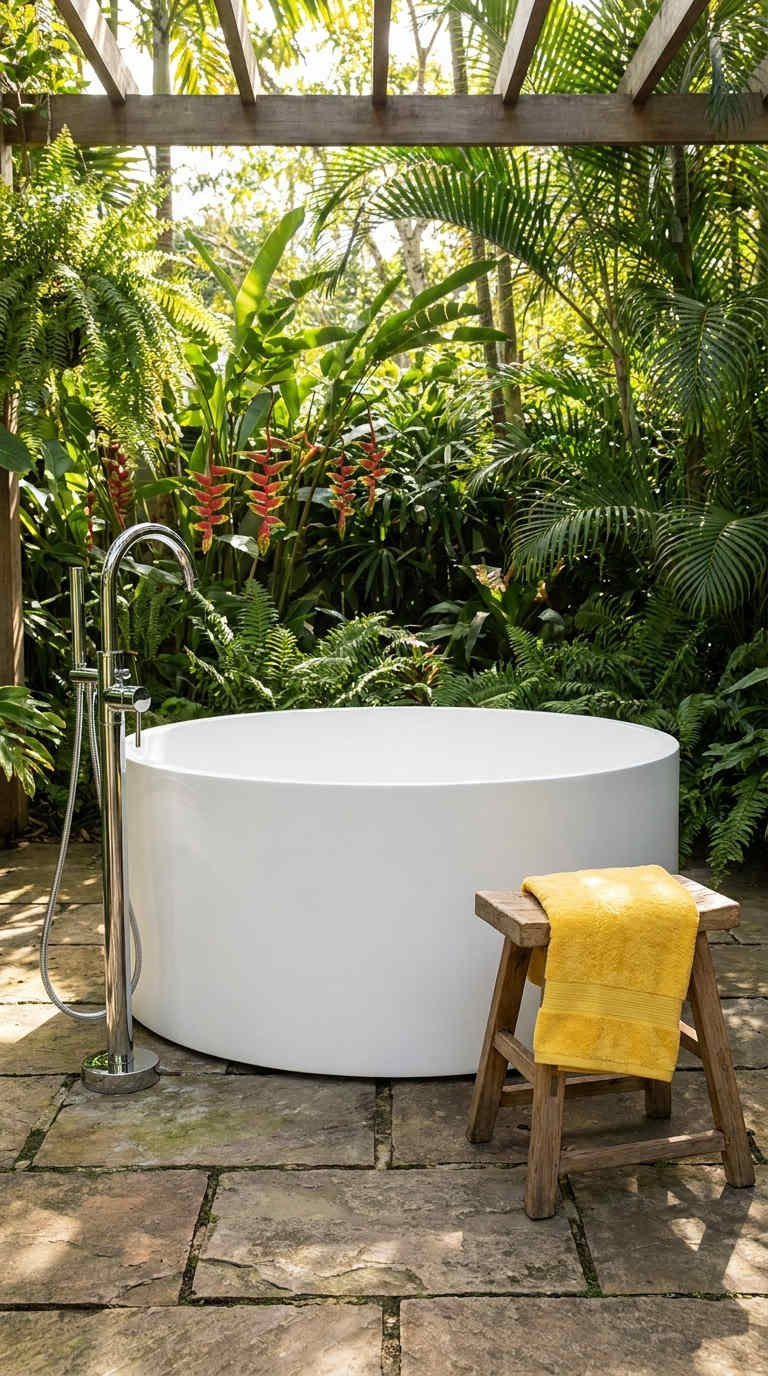 baignoire tropicale fougeres serviette