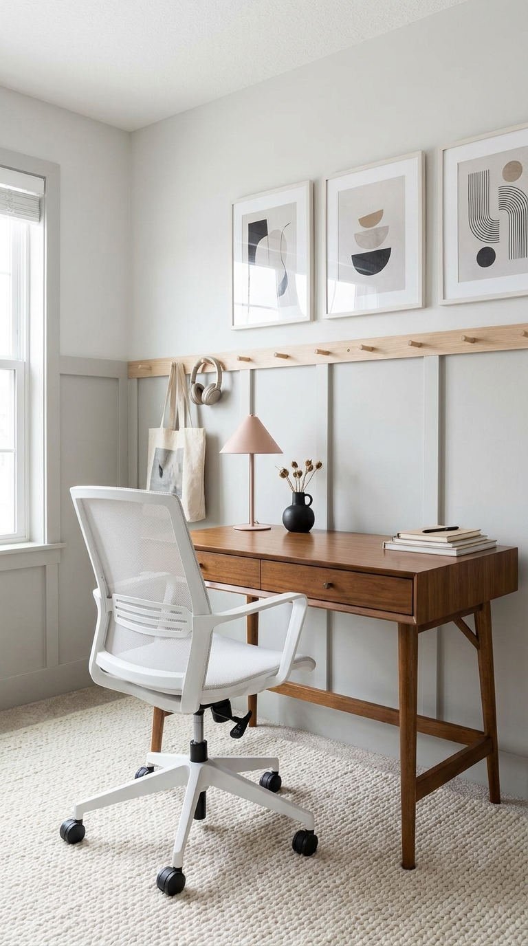bureau bois cimaises abstraites