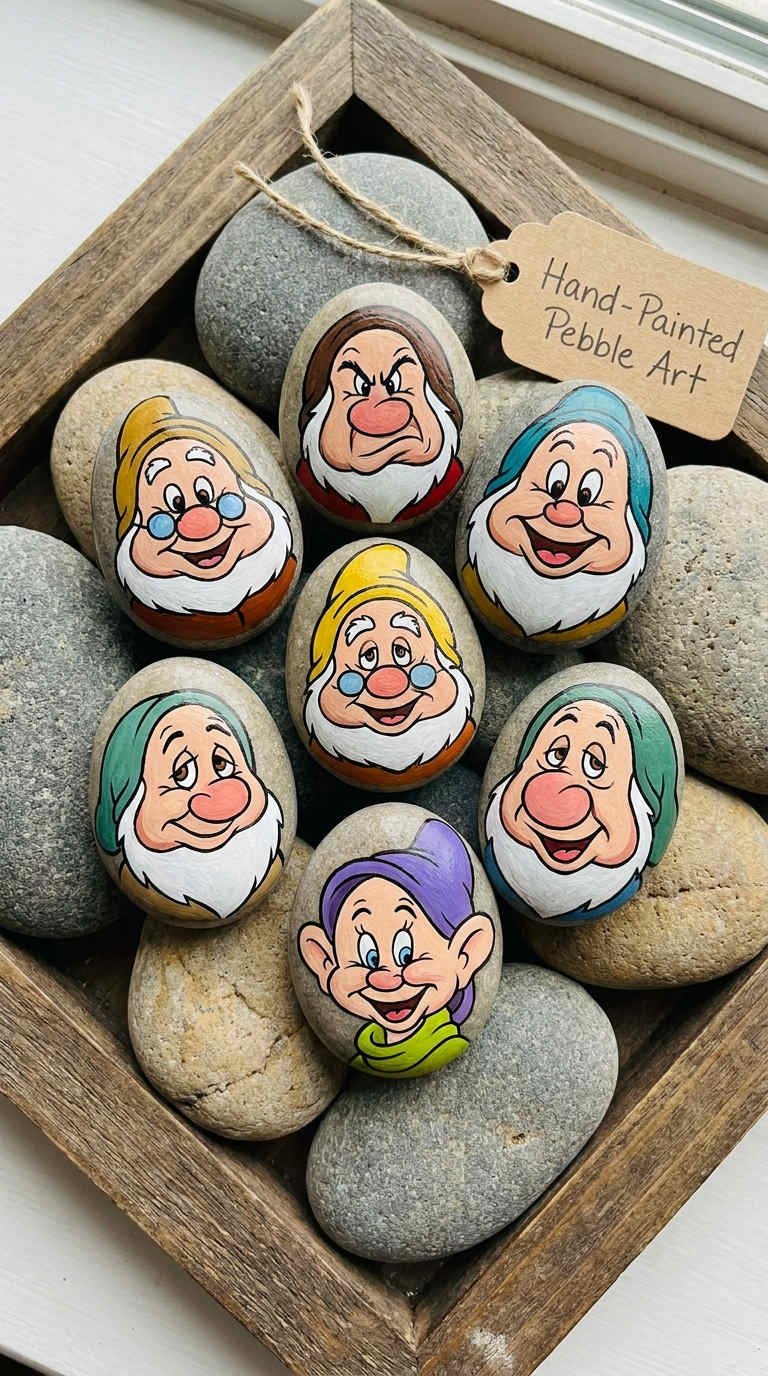 galets peints personnages conte coffret