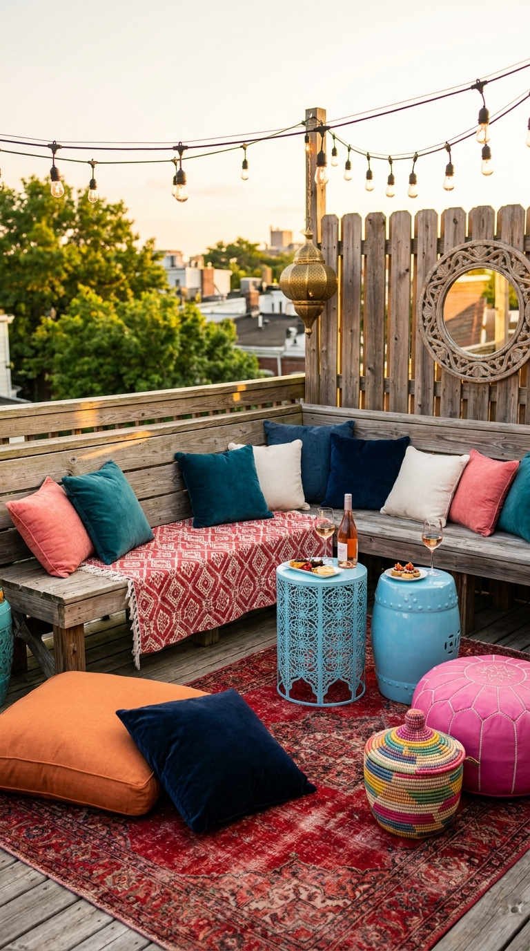 rooftop boheme coussins colores