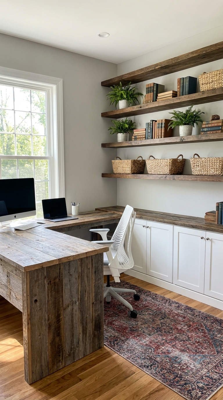 bureau bois recupere etageres