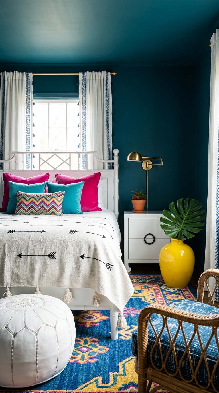 chambre indigo couleurs vives