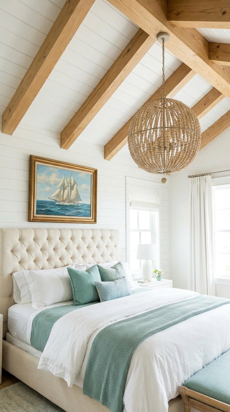 chambre poutres perles aqua