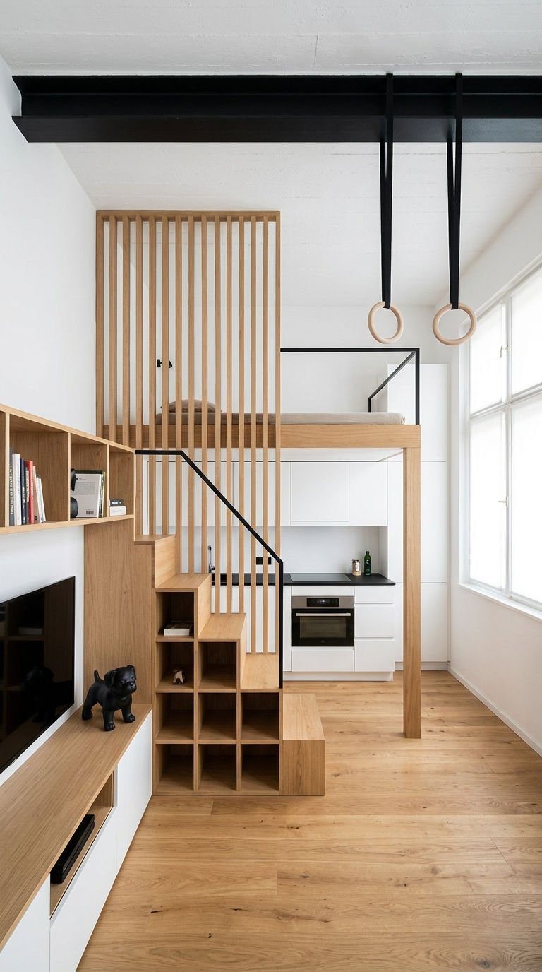 escalier rangement claustra mezzanine