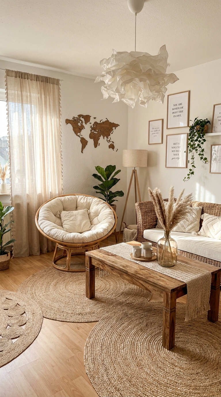 salon naturel rotin jute