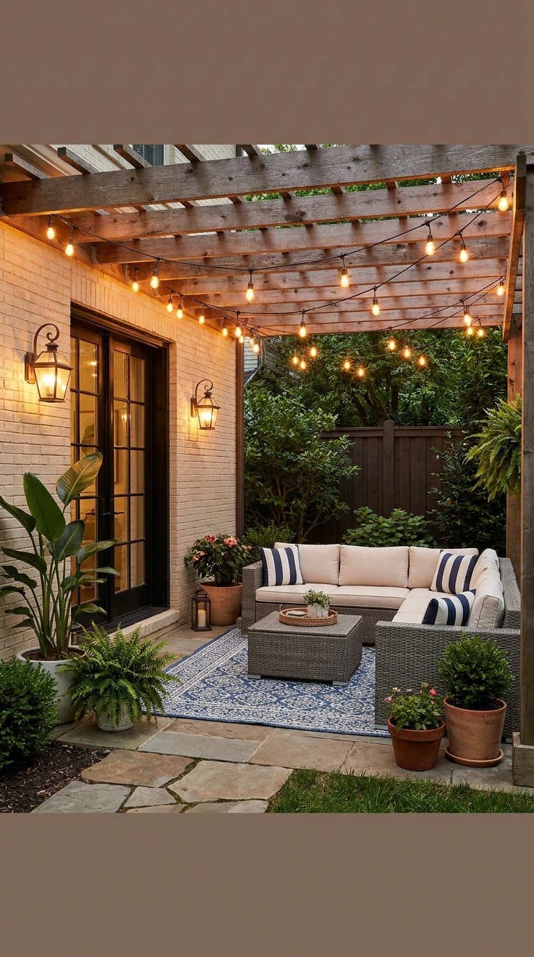 salon terrasse treille lumineuse