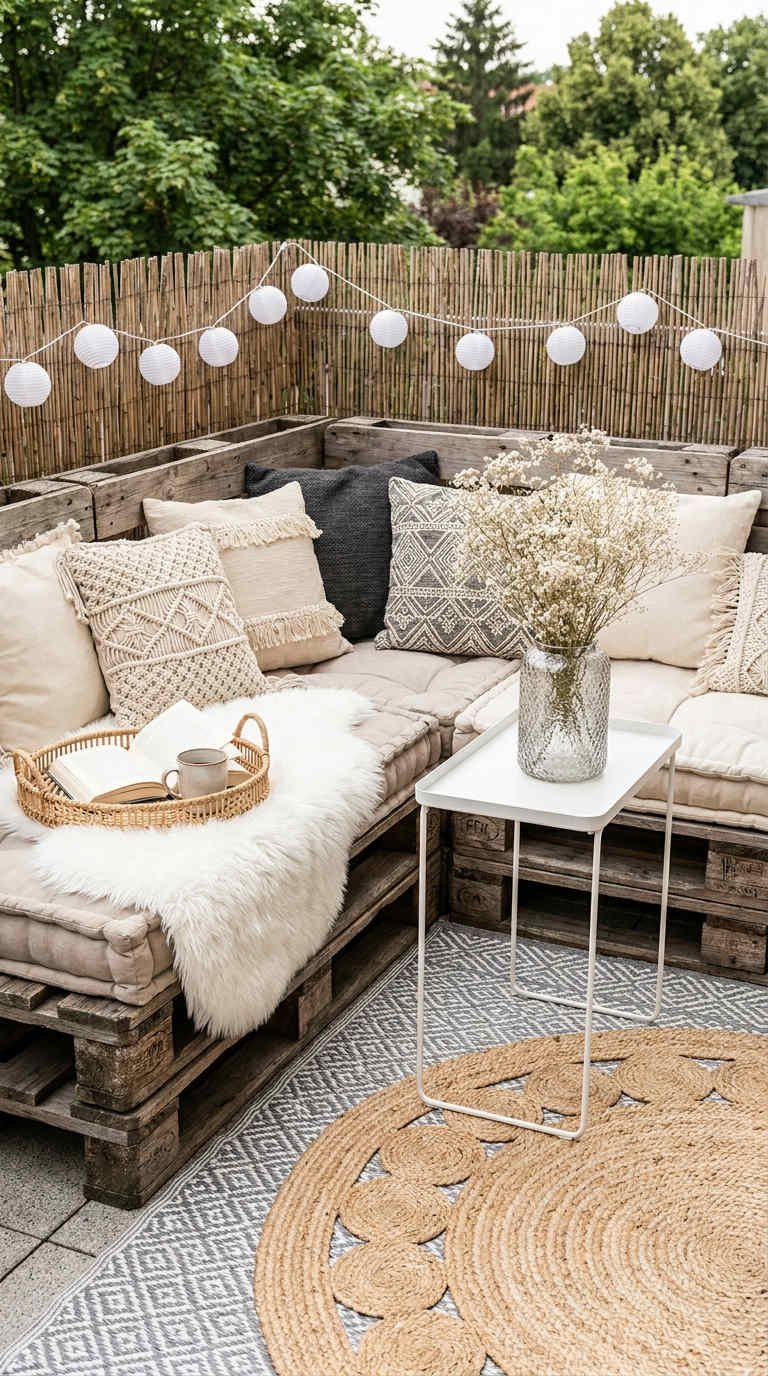 terrasse palettes bambou creme