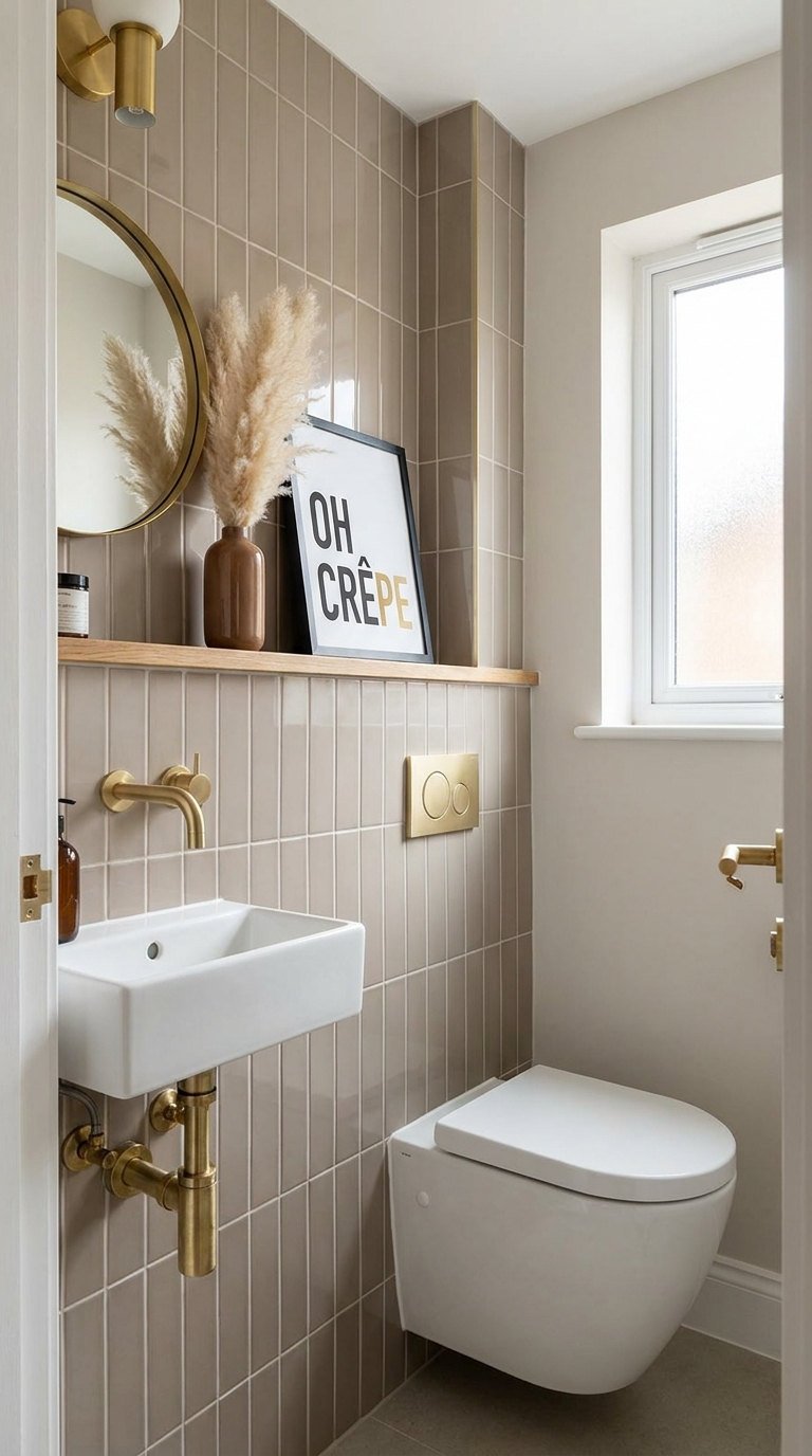 toilettes taupe laiton fenetre tablette