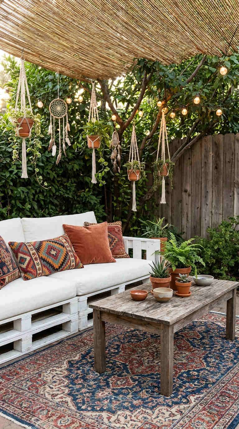patio canisse macrame tapis