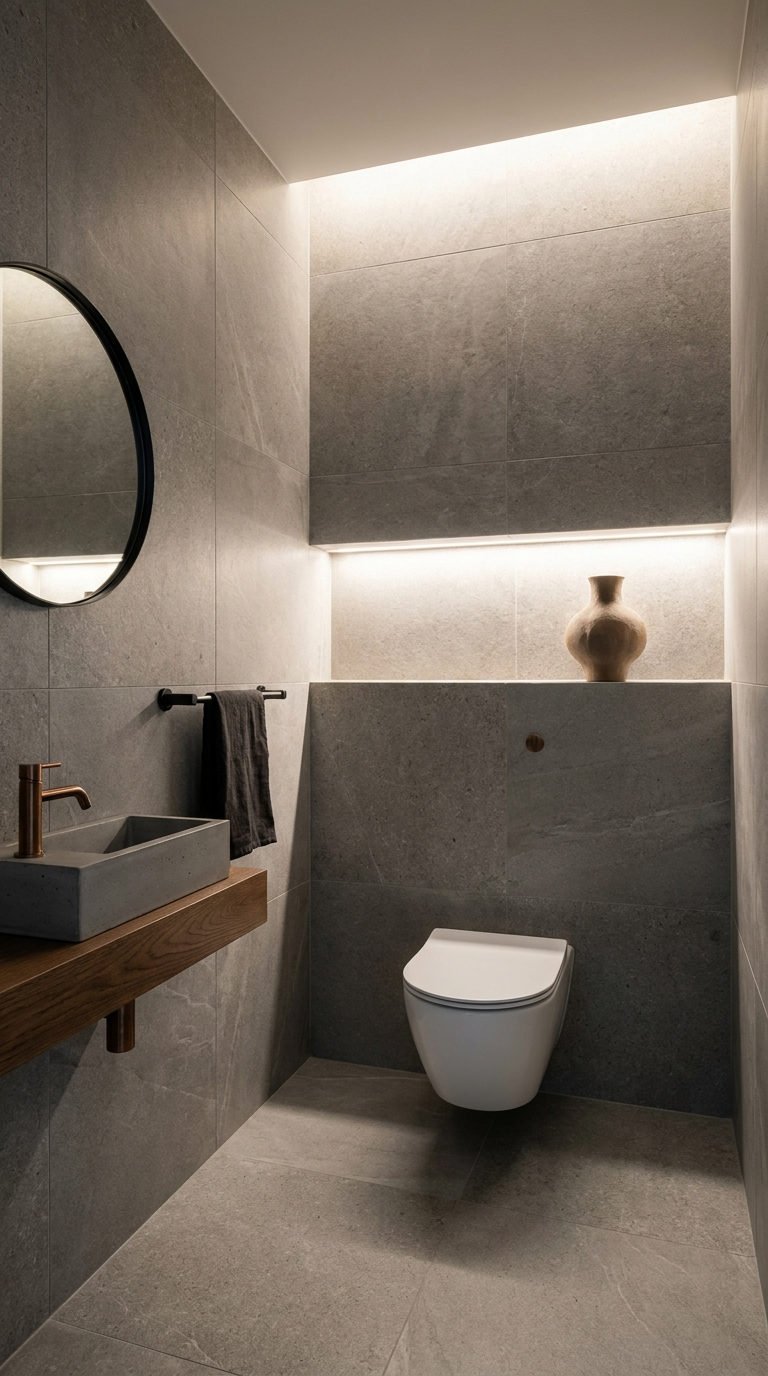 toilettes pierre grise niche led