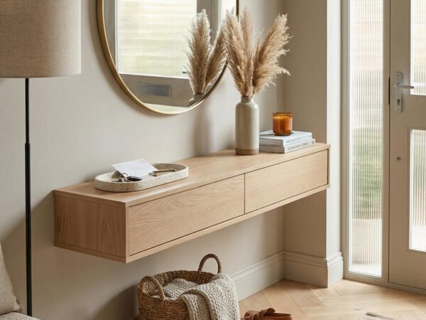 console suspendue miroir ovale