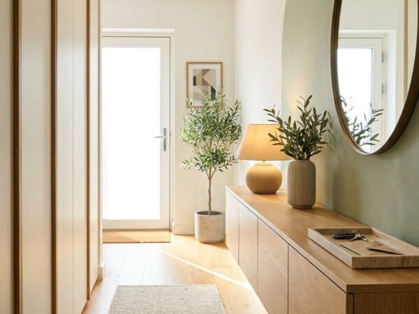 couloir sauge console miroir rond