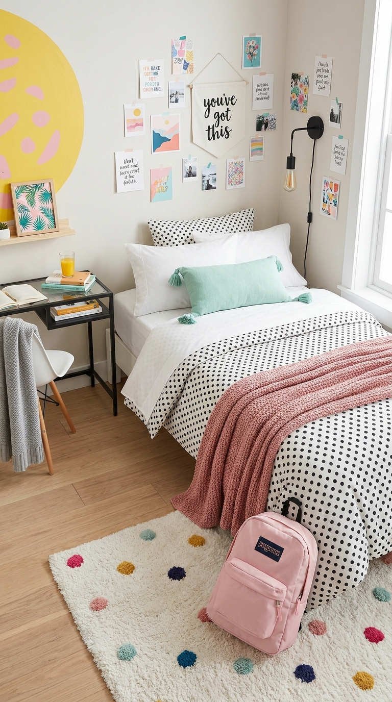 chambre pastel pois mur photos