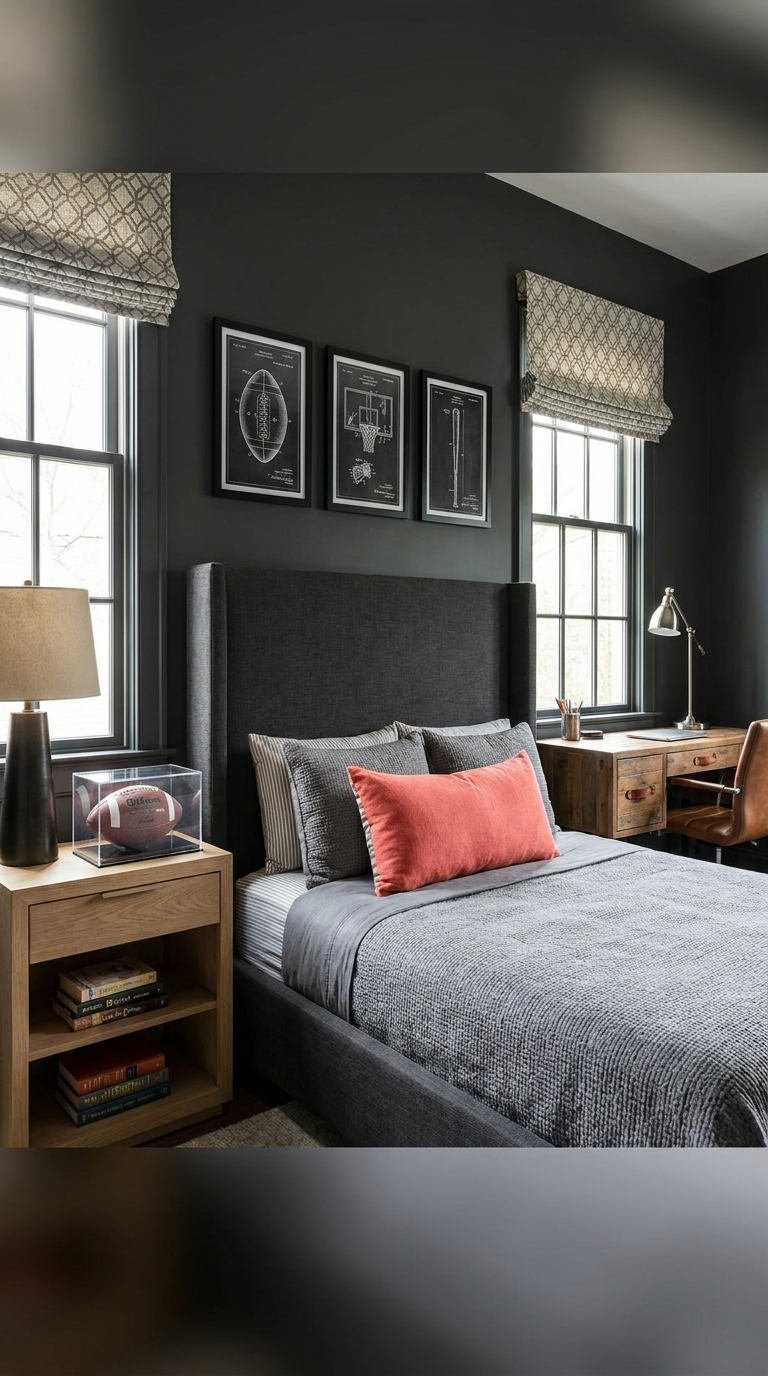 chambre sombre sport bureau bois