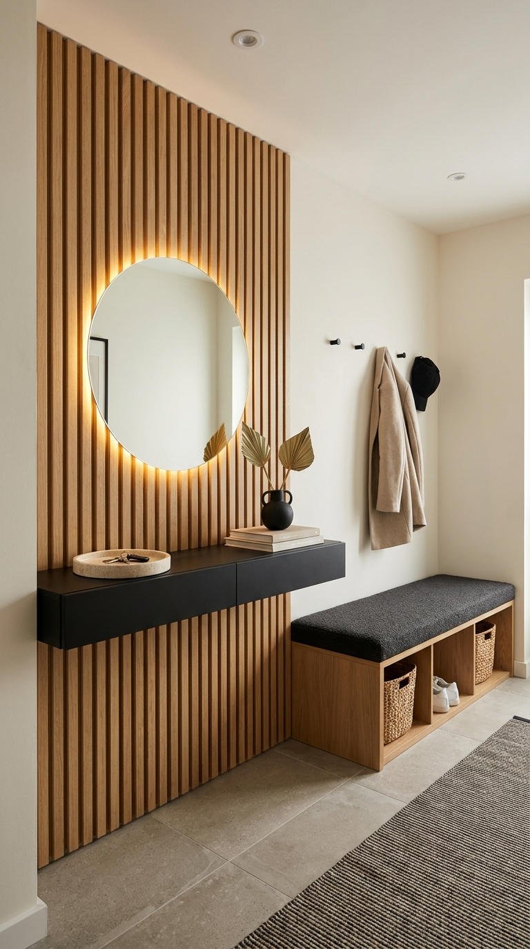 tasseaux bois miroir lumineux