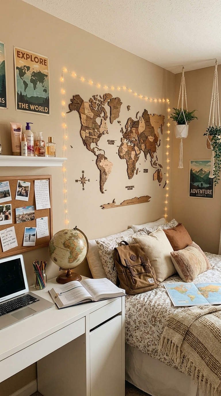 chambre voyage carte monde bureau
