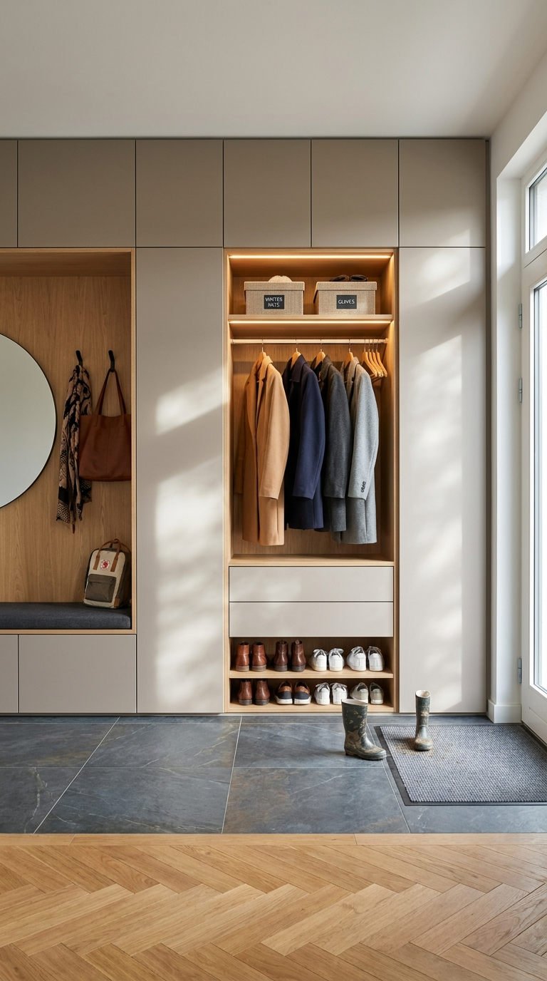 vestiaire integre rangement chaussures