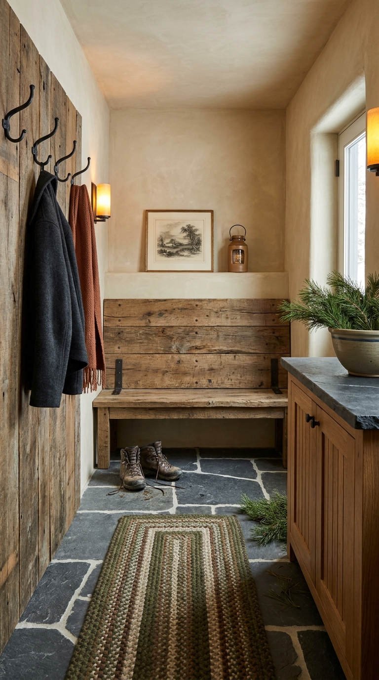 vestiaire rustique bois ardoise