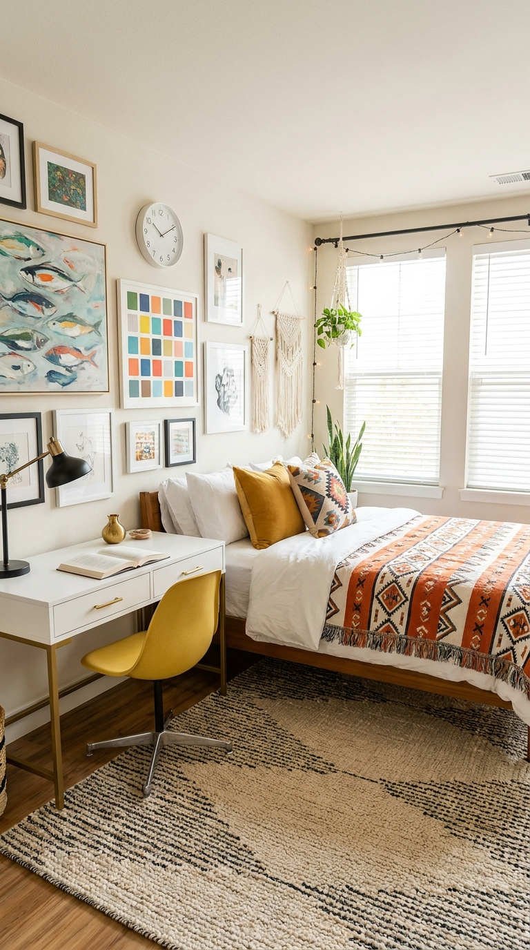 chambre ado galerie orange moutarde